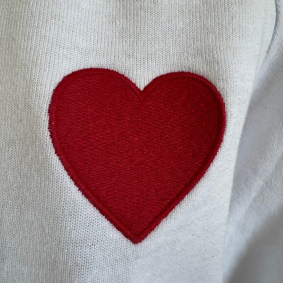 Aviator Nation White Cropped Crewneck Sweatshirt Heart Patch- Medium- Athleisure - Picture 6 of 11